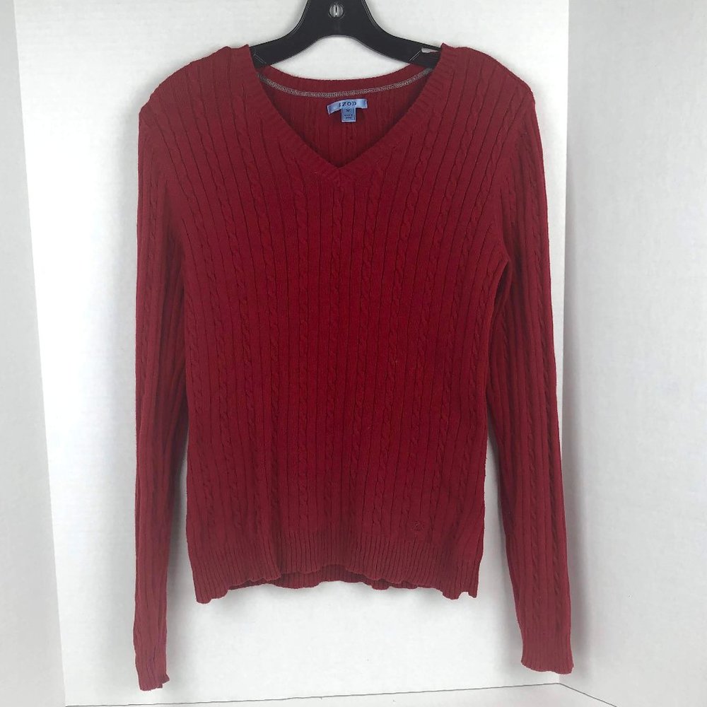 IZOD Red Cableknit V-neck Sweater